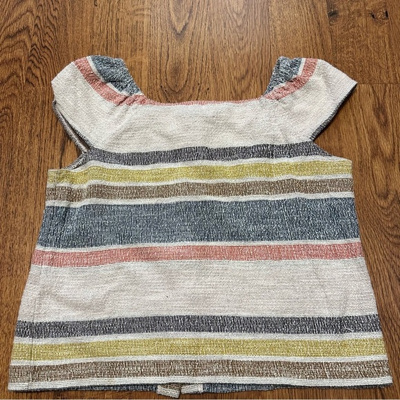 Madewell Texute & Thread Striped Button Front Top short sleeve small boxy - Picture 8 of 9